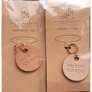 New Santa Barbara Design Studio Leather Pet Tag Will Work For Treats 2 pack
